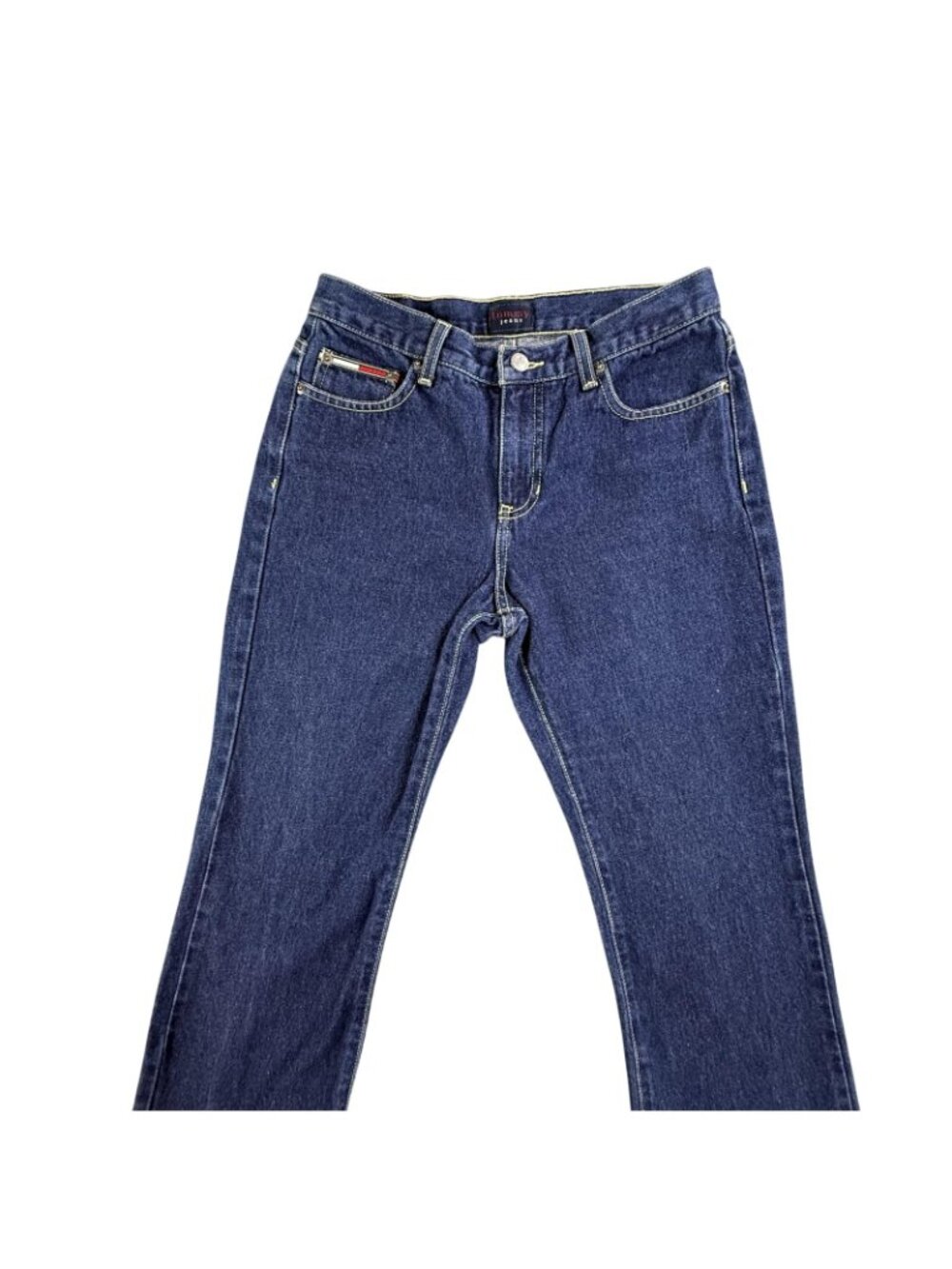 Vintage Tommy Hilfiger Jeans Womens 7 Blue Straight Leg Mid Rise Denim Y2K Flag - Picture 9 of 16